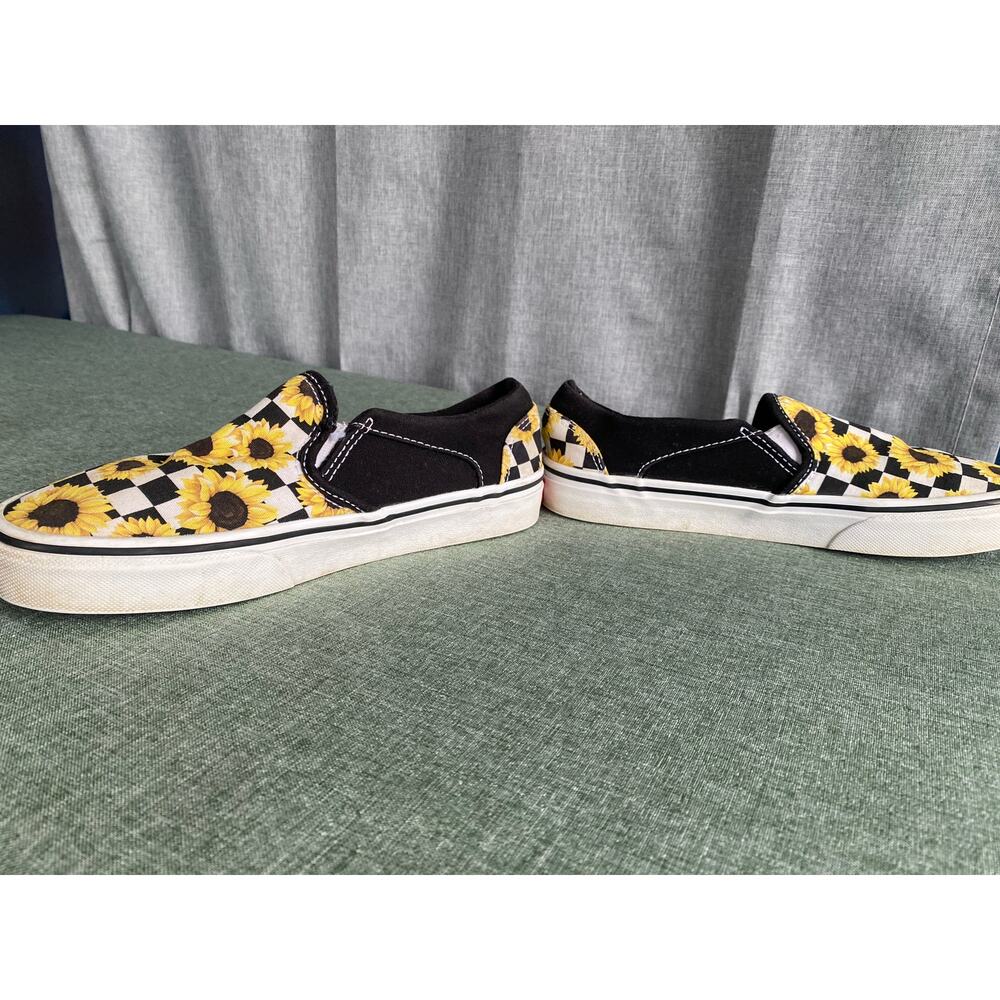 Vans Sunflower & Black/White Checkerboard Slip-Ons - Size 6.5 - Picture 10 of 10